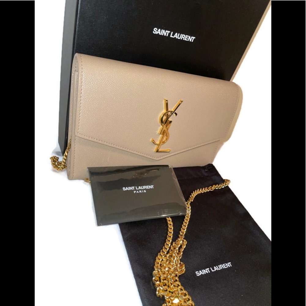 SOLD-Yves Saint Laurent YSL C.Wall (153Y) Tan/Gold - Picture 1 of 5